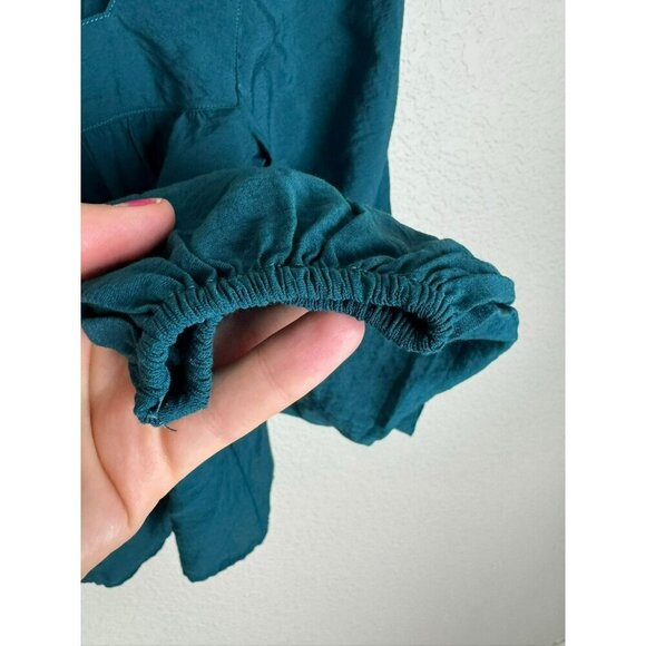 Abercrombie Fitch women's puff sleeve top Size XS Blue Green Feminine Flowy - Picture 2 of 12